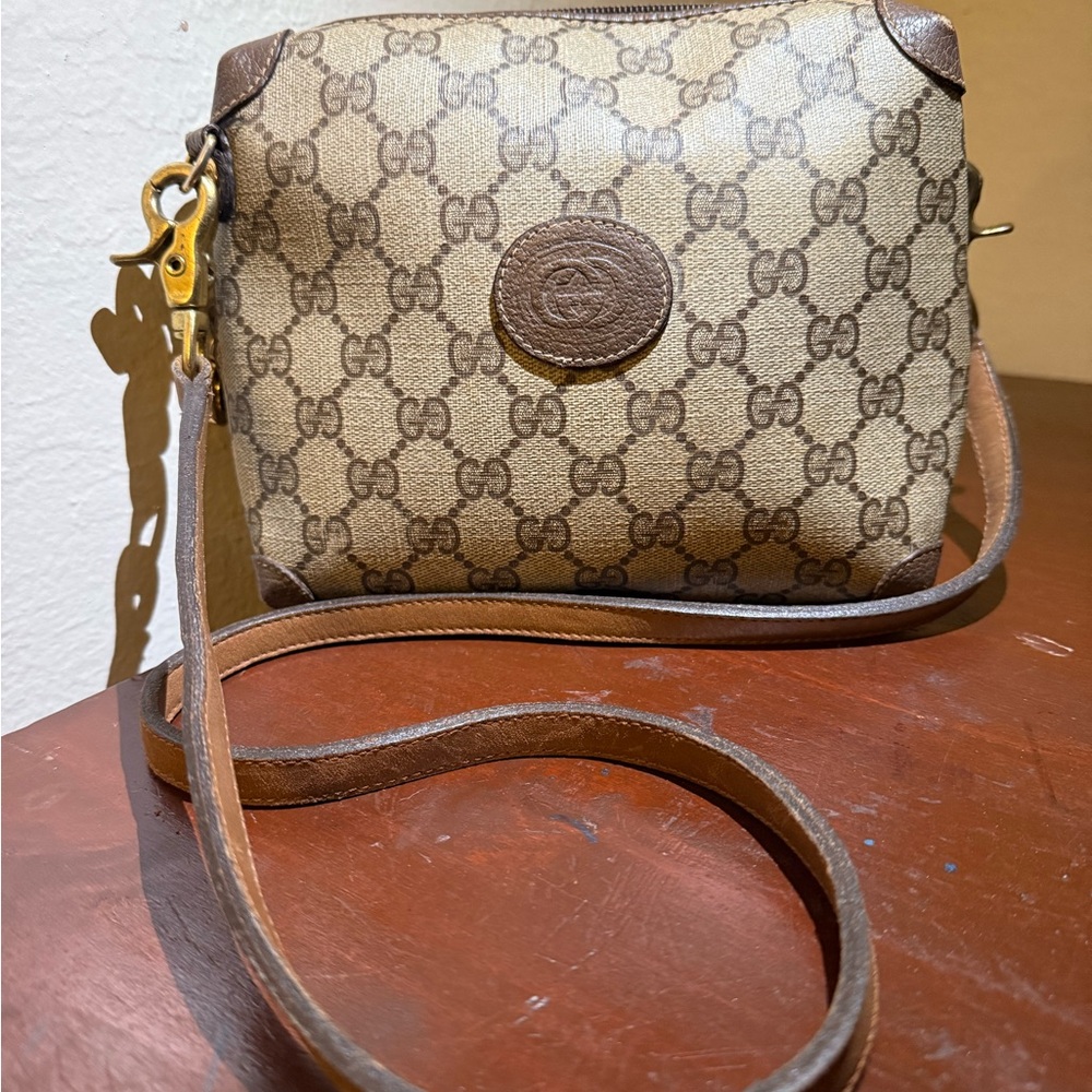 Rare Vintage Gucci Monogram Canvas Canteen Bag